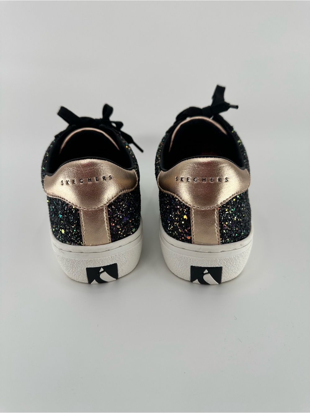 Skechers Women’s Black Glitter & Rose Gold Low-Top Sneakers - Picture 7 of 11